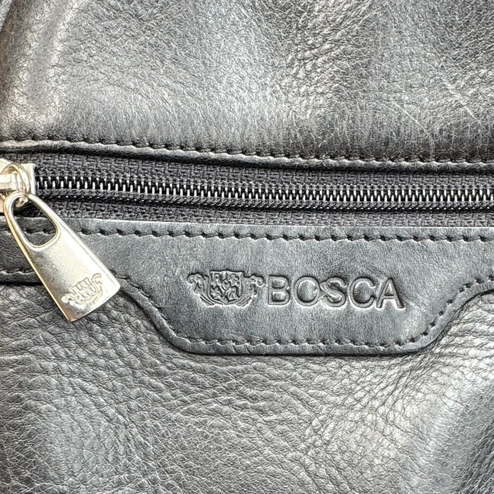Bosch laptop bag or brief bag black old leather briefcase multiple pockets